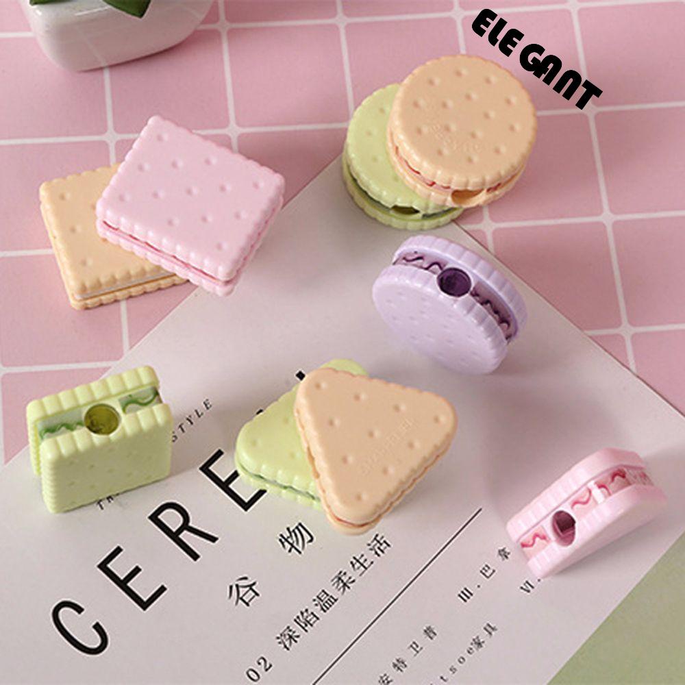 [Elegan] Alat Pengasah Pensil 1pcs Plastik Kue Permen Warna Perlengkapan Kantor Manual Cookie Sharpener