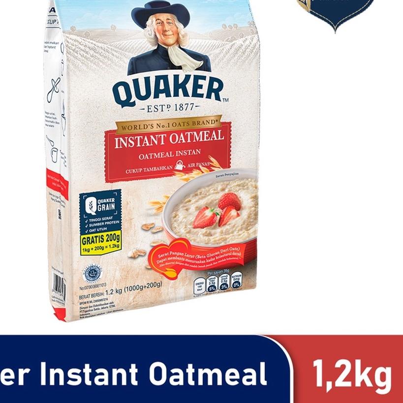 

℮ EXP MARET 2024 Quaker Oatmeal Instant 1.2kg / 1200gram / Quakers Oatmeal 1200gr /Quaker 1,2kg/1200 ➢