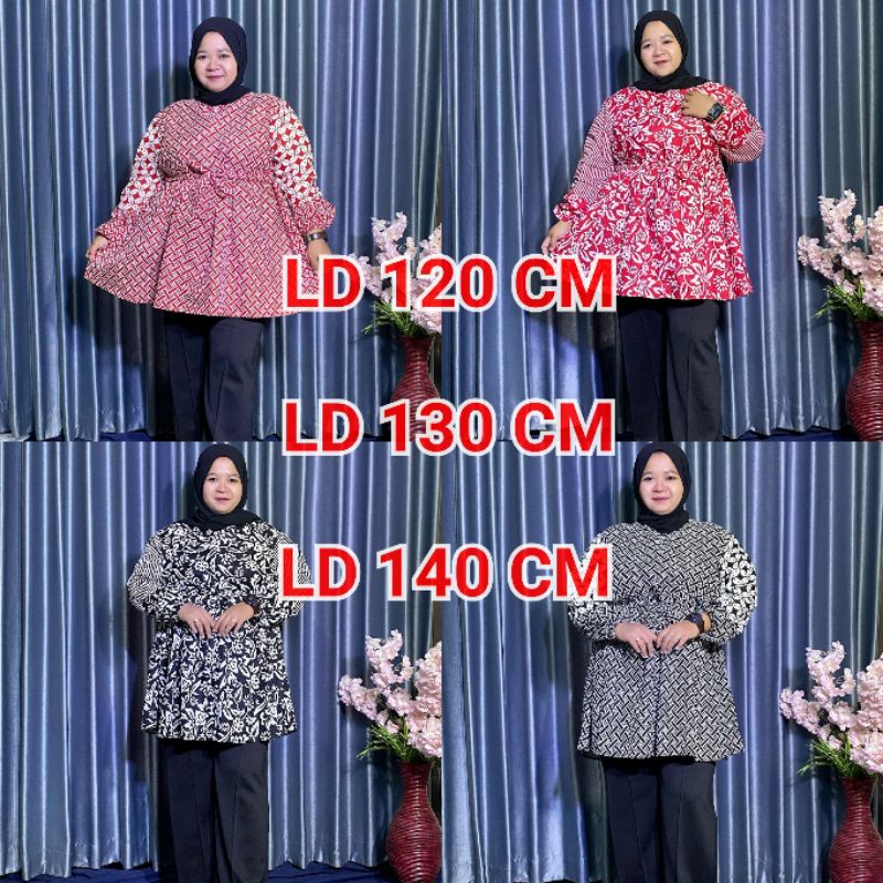 TUNIK BATIK JUMBO LD 140 CM,LD 130 CM,LD 120 CM,ATASAN BATIK BIG SIZE TANGAN BALON