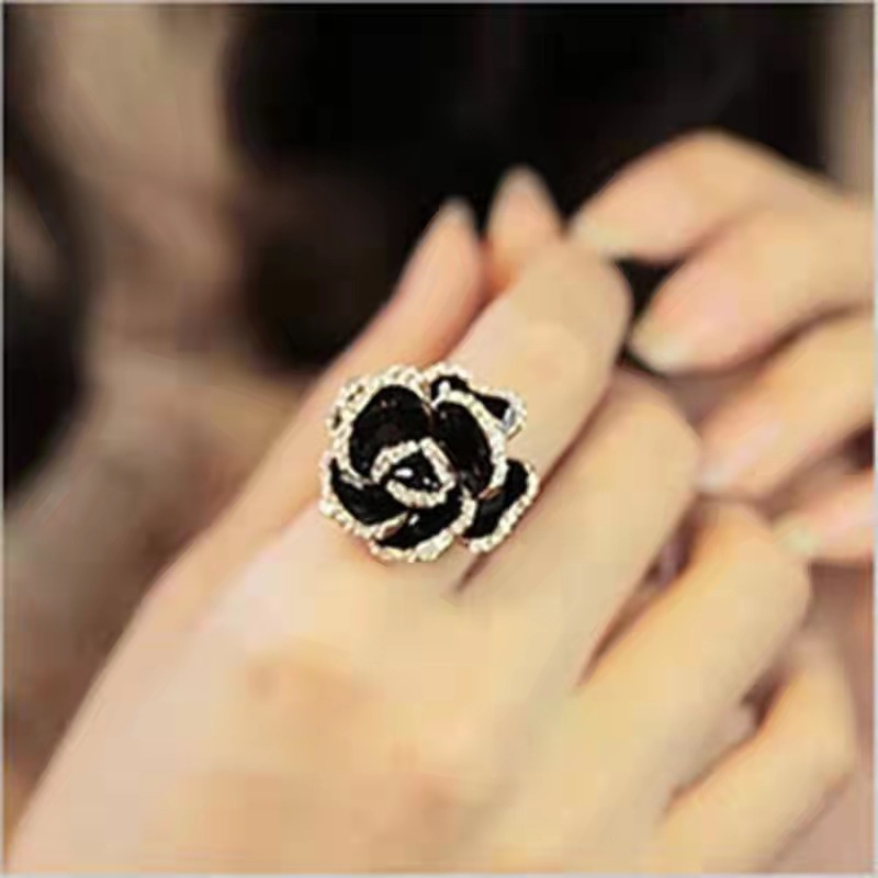 Cincin Rose Bunga Zircon Wanita Model Jepang Terbaru