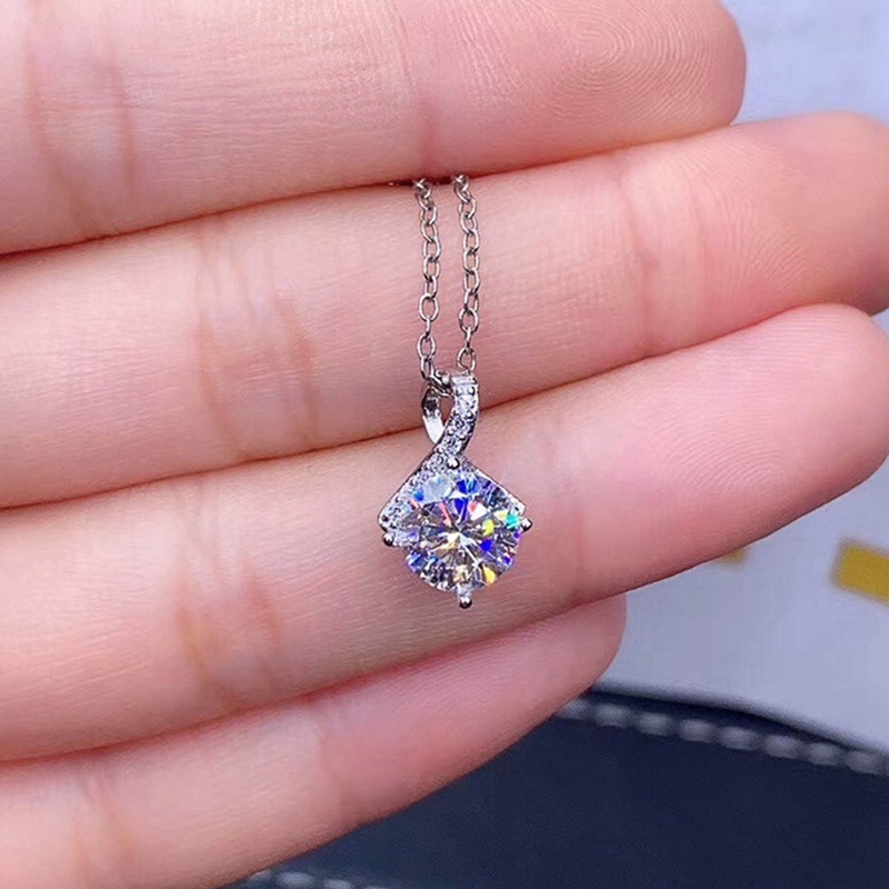 Kalung Liontin Cubic Zirconia Sederhana Bergaya Untuk Wanita Berlapis Perak Fashion Perhiasan Aksesoris Leher Lady Serbaguna