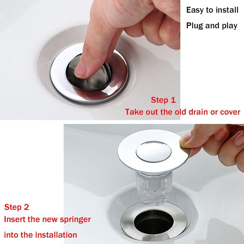 TOP Baskom Spring Core Stopper Stainless Steel Bath Stopper Shower Wastafel Saringan Cuci Baskom Plug Pop-Up Bounce Core