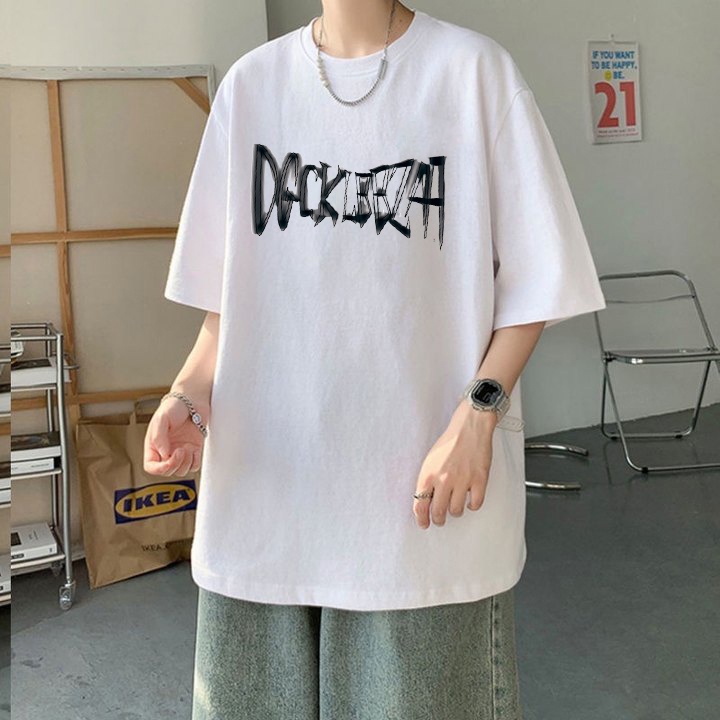 RDGF official shop  2023 versi Korea baru kemeja leher bulat  kaos cotton kaos kekinian  pencetakan surat bahasa Inggris PRIA &amp; WANITA (UNISEX)