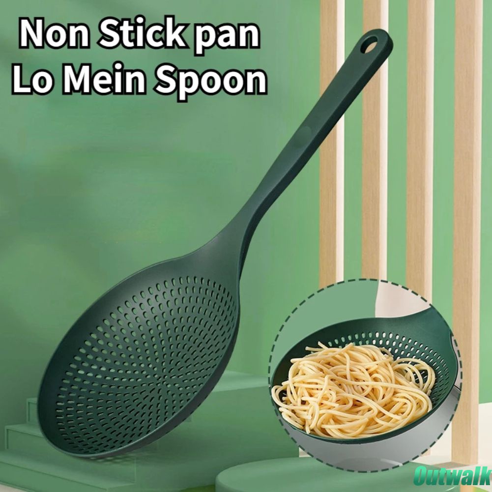 ღ Besar Saringan Sendok Dapur Besar Mie Gagang Panjang Sendok Tekanan Perlawanan Suhu Tinggi Non-Stick Pan Saringan Saringan peralatan Dapur