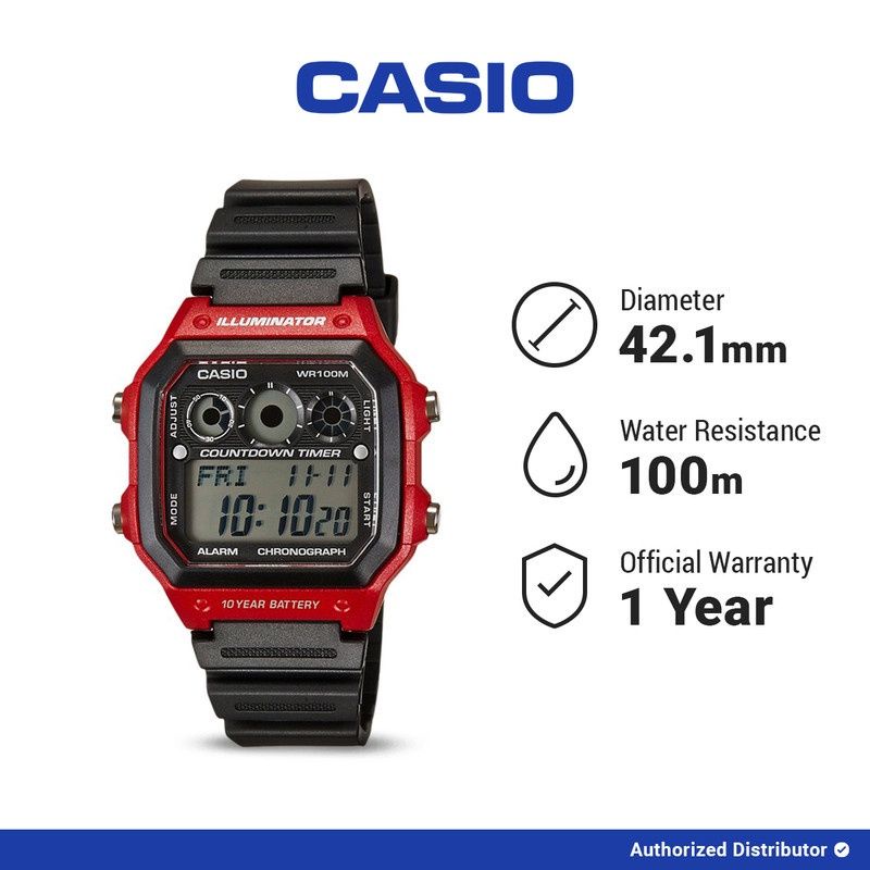 DIJUAL JAM TANGAN ARLOJI WATCH PRIA COWOK COWO CASIO KASIO AE-1300WH-4AVDF AE 1300 WH 4AVDF WATER RE
