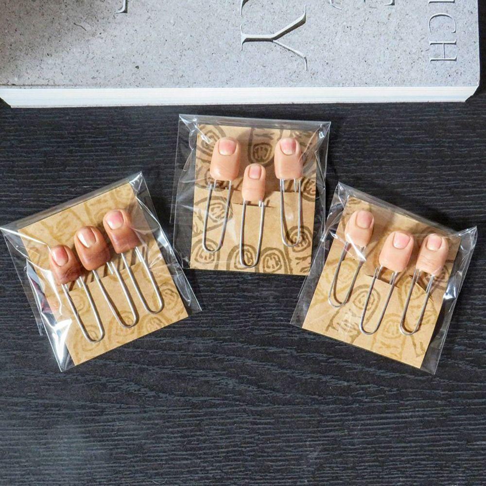 MXBEAUTY Finger Penjepit Kertas Bookmark 3Pcs Halloween Aksesoris Kantor Tempat File Memo Klip Perlengkapan Sekolah Horror Bookmark