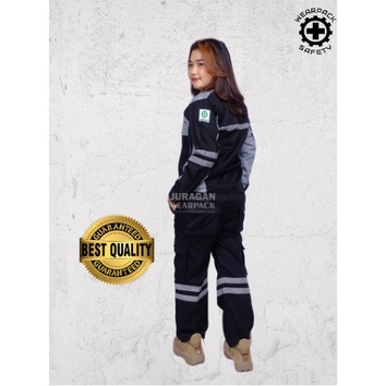 Wearpack Kerja Potongan / Wearpack Safety Baju Celana / Wearpack Kerja Set / Baju Wearpack Safety Setelan Warna Hitam Abu