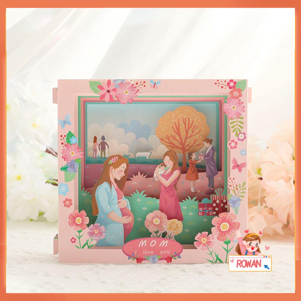 R-flower Mother's Day Greeting card Handmade Kartu Kertas Patung Ukir Kotak Hadiah Hari Ibu Dengan Amplop Greeting Gift card