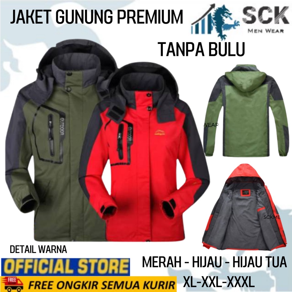 Jaket Pria Parasut Halus JWolf Bulu Topi Lepas Pasang  / Pakaian Gunung Outdoor - sckmenwear GROSIR