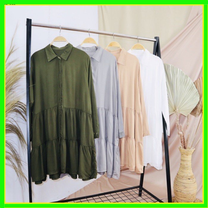 K38 TUNIK WANITA LD 110 DRESS ATASAN POLOS LENGAN PANJANG BUSUI ADEM BAJU WANITA BUSUI FRIENDLY FULL