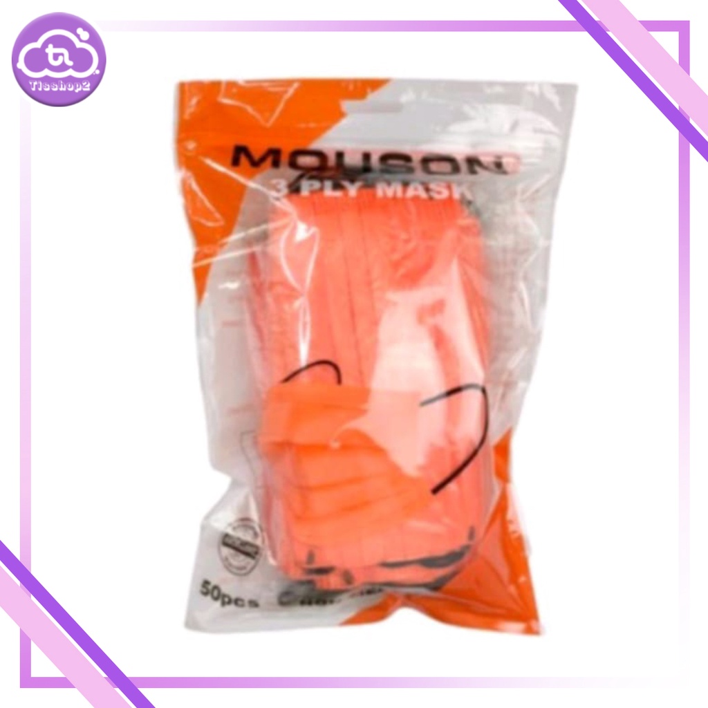 MASKER EARLOOP 3PLY MOUSON / MASKER 50PCS / MASKER EARLOOP WARNA