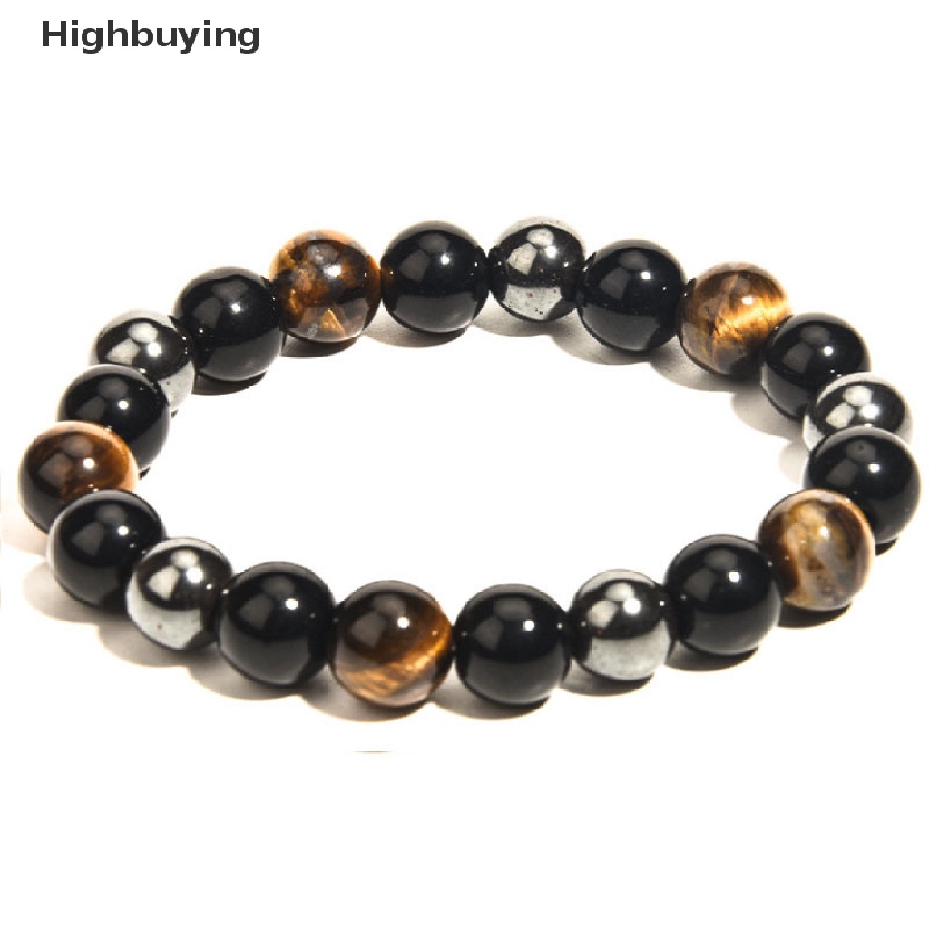 Hbid 8mm/10mm Natural Obsidian Gelang Tiger Eye Braided Bracelet Hematite Jewelry Glory