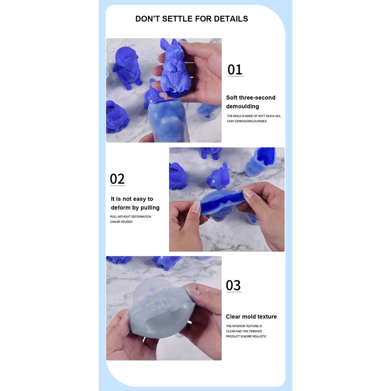 ღ Kelinci Bentuk Lilin Cetakan Silikon Baru Easter Easter Cokelat Buatan Tangan Dekorasi Gypsum Aromaterapi Sabun Resin Lilin Dekorasi Rumah Cetakan