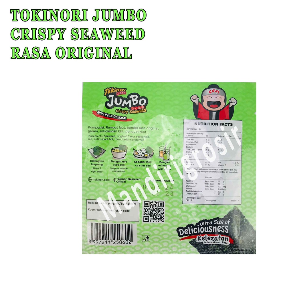 Crispy Seaweed* Tokinori Jumbo* Original Flavor* 4g