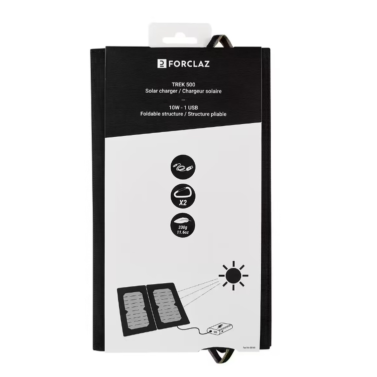 FORCLAZ TREK 500 Portable USB Solar Panel 10W Trekking Hiking