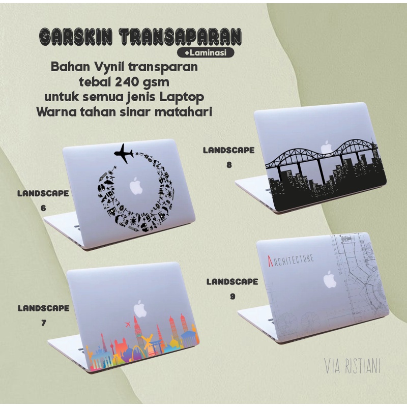 Garskin Laptop Sticker Anti Gores Transparant Travelling Landscape Premium Full Set 10 12 14 15  Inch Universal Untuk Semua Merk Laptop