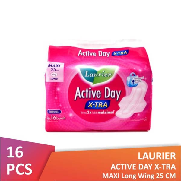 [16PCS] [25CM] [DAY] Laurier Active Day X-tra Pembalut Wanita Long Wing 25cm 16s_Cerianti