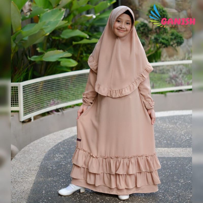 Gamis Anak Ameera Series by Ganish untuk Usia 9-14 Tahun dengan Tali Pinggang dan Kain Wollycrepe Pr