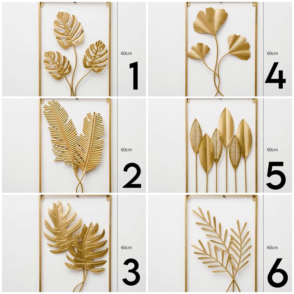 WALLDECOR HIASAN DINDING FRAME METAL GOLD B8219 MOTIF DAUN UKURAN 40X60 DEKORASI RUMAH AESTHETIC