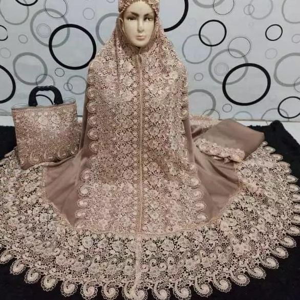 ♥ Mukena Sutra Prada Princess Brownis Prada RENDA KEONG MUKENA HANTARAN JUMBO MUKENA SESERAHAN JUMBO