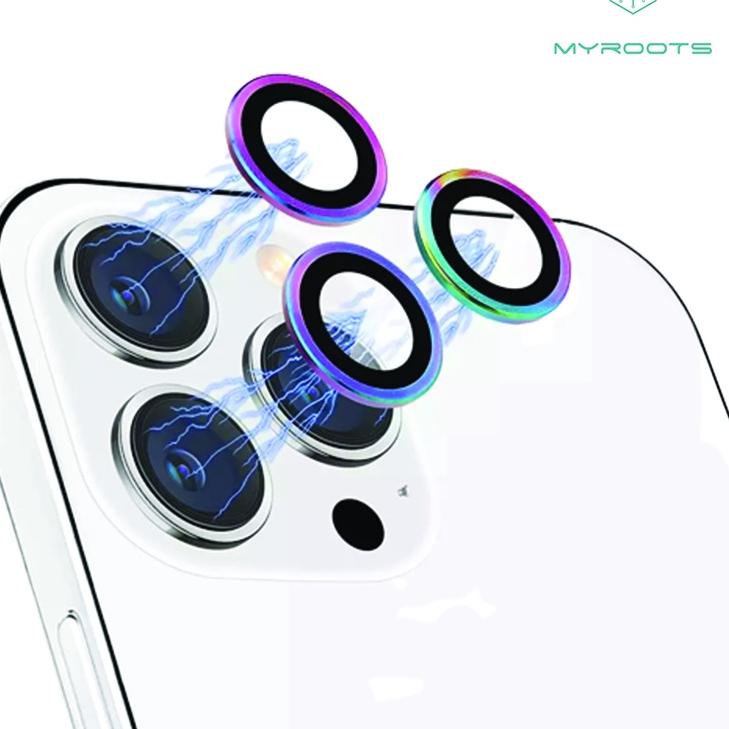 ✰ Myroots Ring Lensa Camera Rainbow Protector Iphone 11 12 13 14 Pro Max Mini Plus Tempered Glass Pe