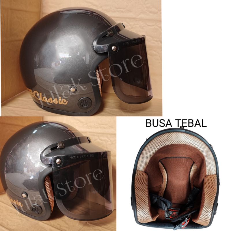 Helm Bogo Classic Warna Abu abu Glossy SNi