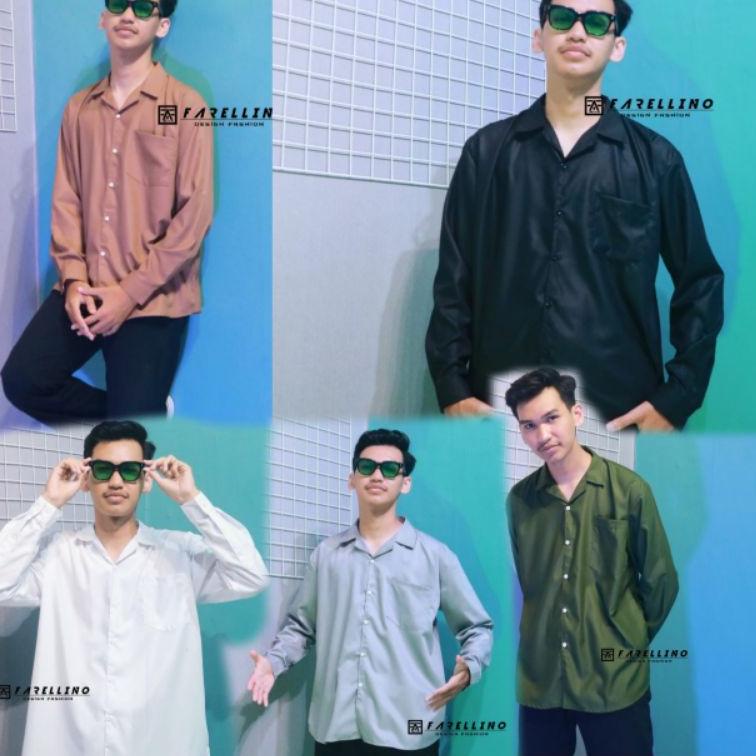 Harga Termuraah BASIC KEMEJA POLOS PRIA LENGAN PANJANG  OVERSIZE WANITA PRIA CASUAL KEMEJA RAYON OPE