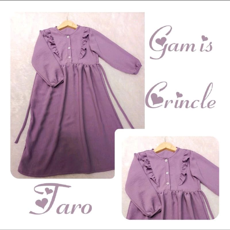 Gamis Anak Fazila Taro Lavender Usia 1-12 Tahun Bahan Crincle Airflow Premium