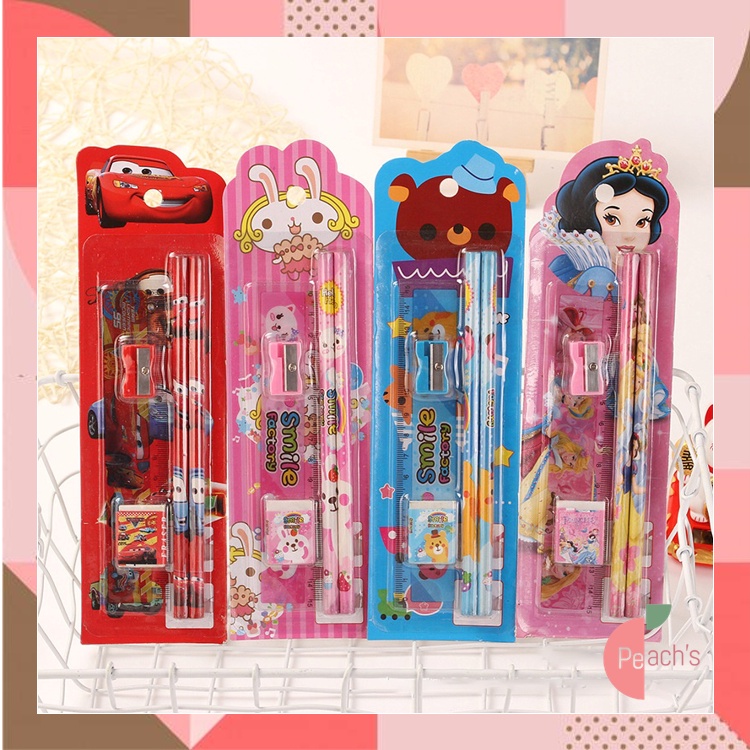 

PEACHs - Stationary Set 5 in 1 Karakter / Alat Tulis Sekolah / Paket Alat Tulis / Mini Stationary / Set Alat Tulis Pensil S5686