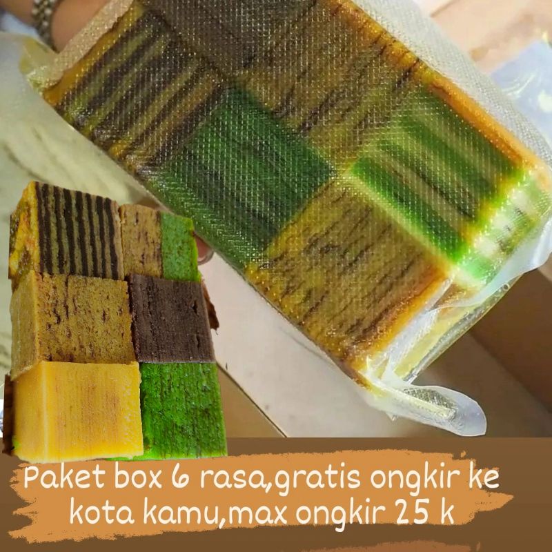 

kue bolu lapis legit 6 rasa,original,pandan,coklat,kacang,legit agar