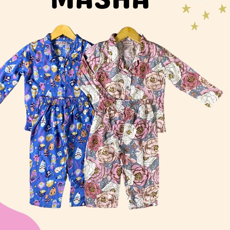 ➯ 1-4TH PIYAMA ANAK PEREMPUAN MASHA SETELAN ANAK PEREMPUAN ONE SET ANAK RAYON by BOBO KIDS ❄