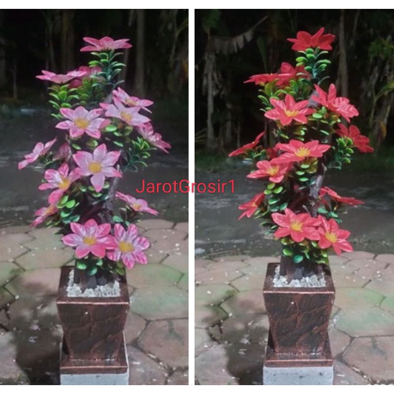 HIASAN SUDUT RUANGAN +POT TINGGI 40CM // BUNGA HIAS SEMANGGI AKAR TUNGGAL TINGGI 40CM