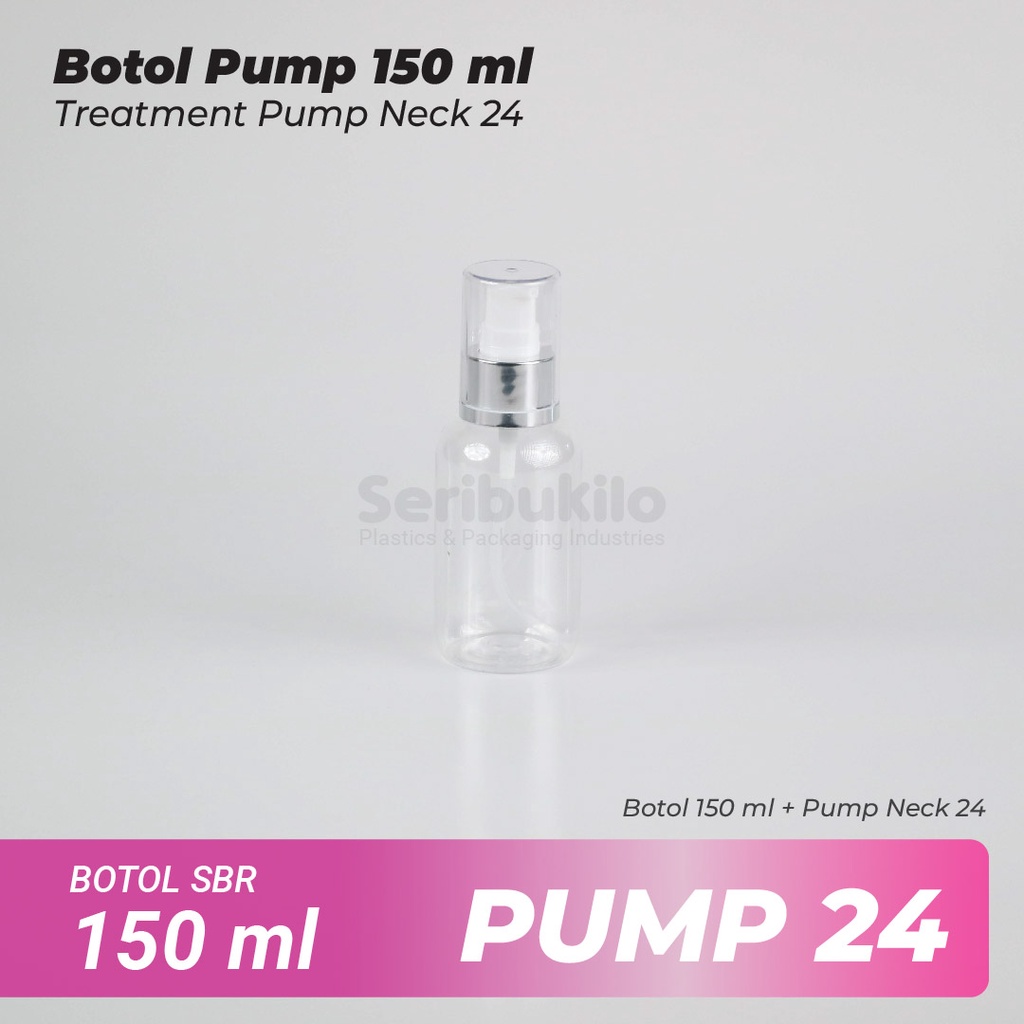 Botol Pump 150 ml SBR / Botol PET Treatment Pump 150 ml Pink &amp; Silver Full Cover