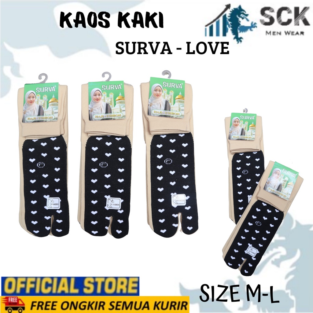 Kaos Kaki Wanita SURVA LOVE 2JR / Kaus Kaki Warna Cream Sebetis / Perlengkapan Muslimah – SCK