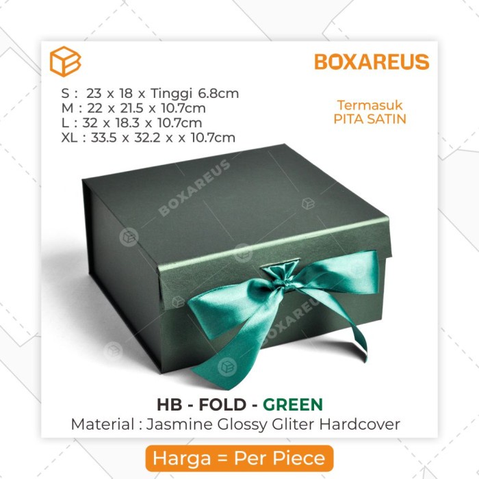 

HARDBOX Hampers Premium Kotak Kado Natal Imlek Lebaran | HB FOLD - GREEN, Small