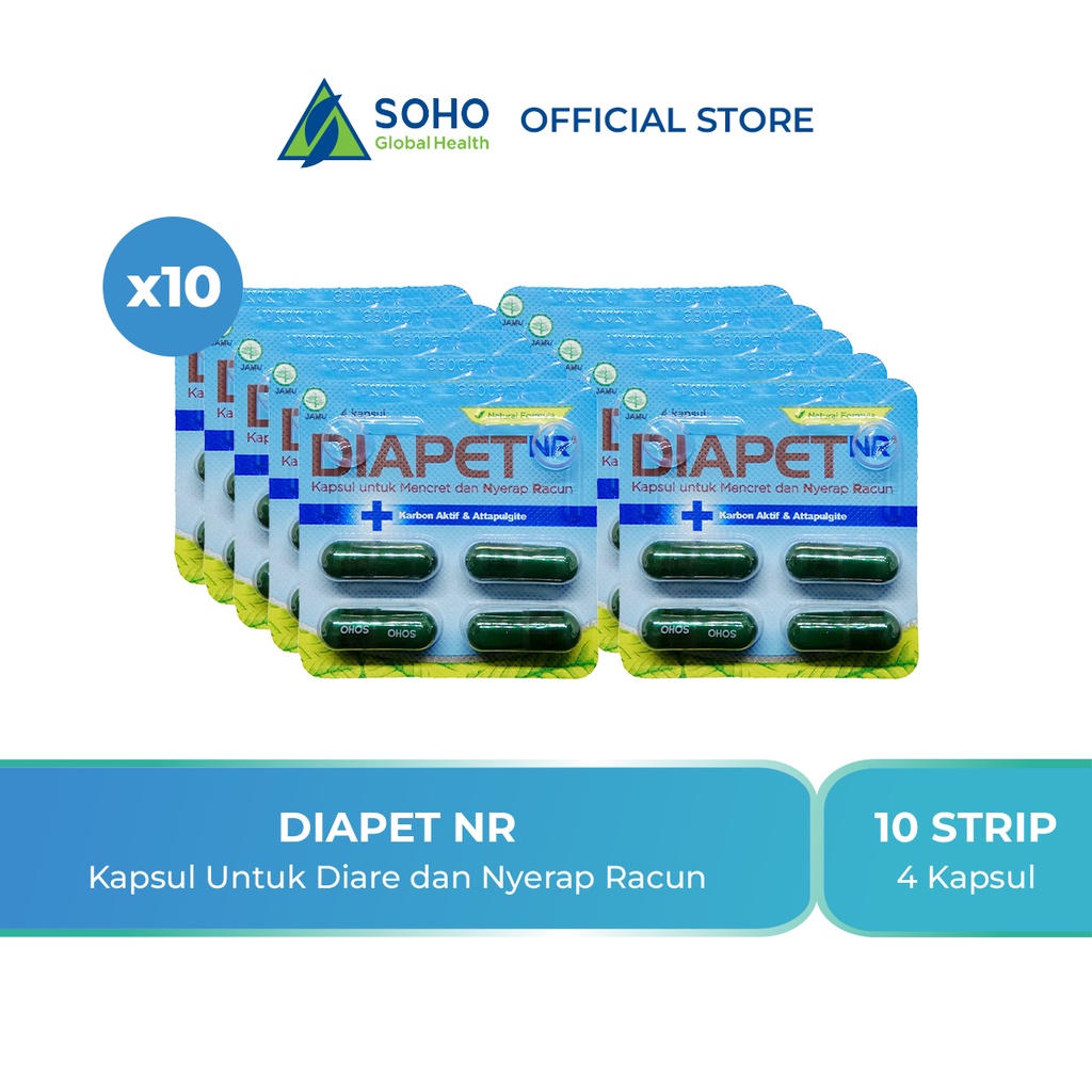 Diapet NR (Nyerap Racun) Kapsul Untuk Mencret 10 Strip isi 4 Kapsul