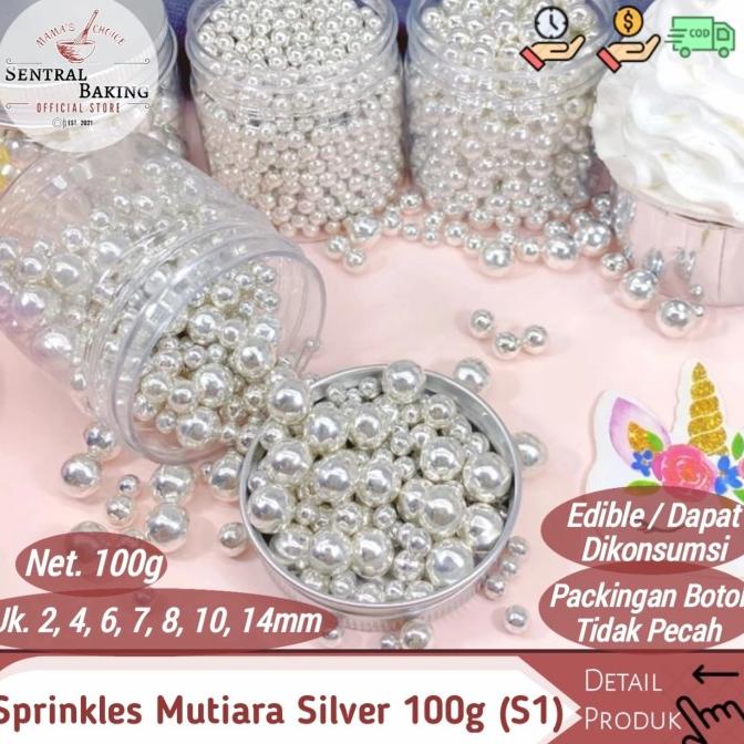 

Sprinkle Kue Mutiara Silver Perak 100gr (S1) / Springkel Springkle Kue