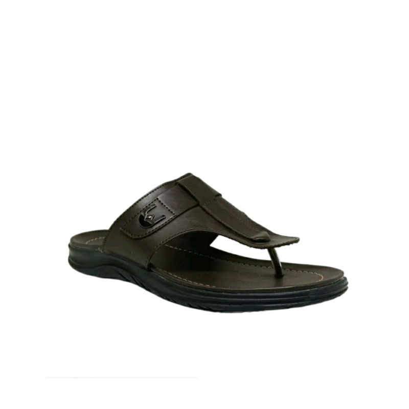 ORIGINAL Sandal Edgard Pria JUMBO 38-44 Jepit Kulit Anti Slip Pria Lebaran Jepit Bapak2 Elegant Brown, 42