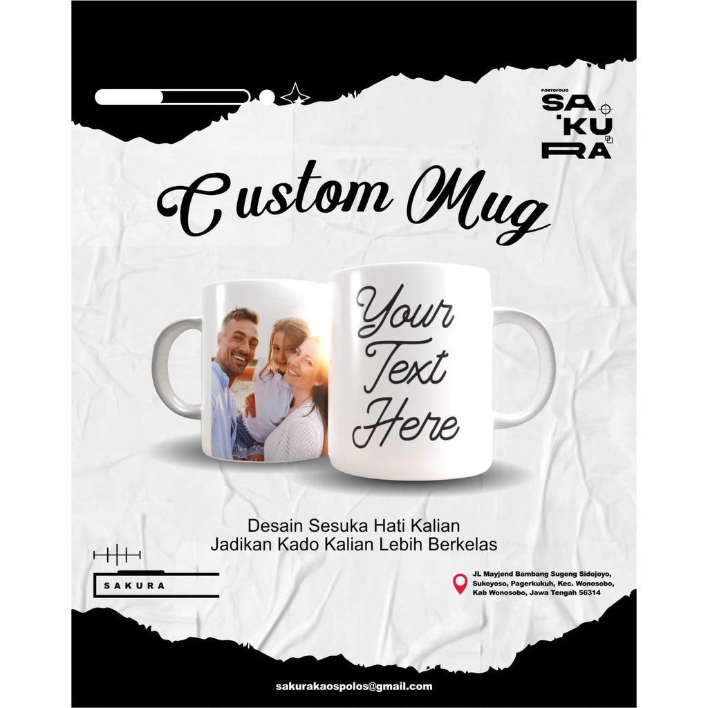 Mug Gelas Custom Karakter Anime Kpop Foto Tulisan Bebas Design Free Design