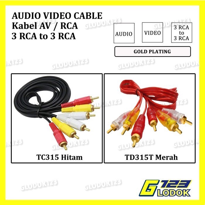 Kabel RCA DVD To TV 3-3 Jack Pin Cable AV Aux Audio Video High Qualty