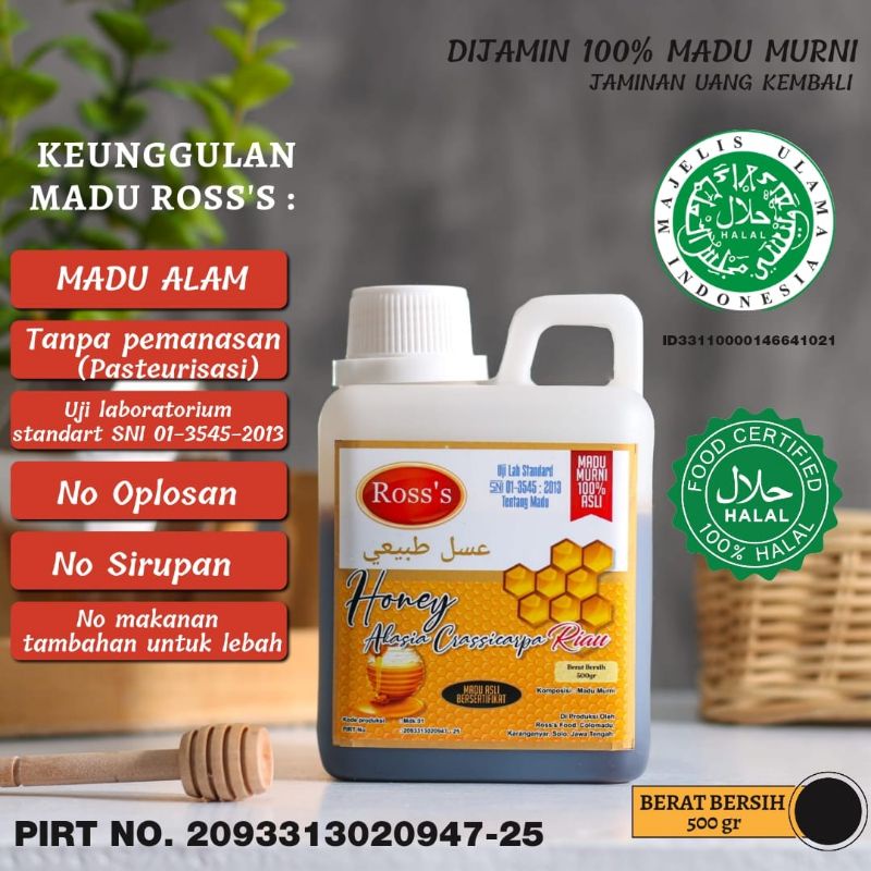 

Madu Ross Rosss Ross's Akasia carpa Asli Murni Hutan Riau Alami Murah Hitam 500gr