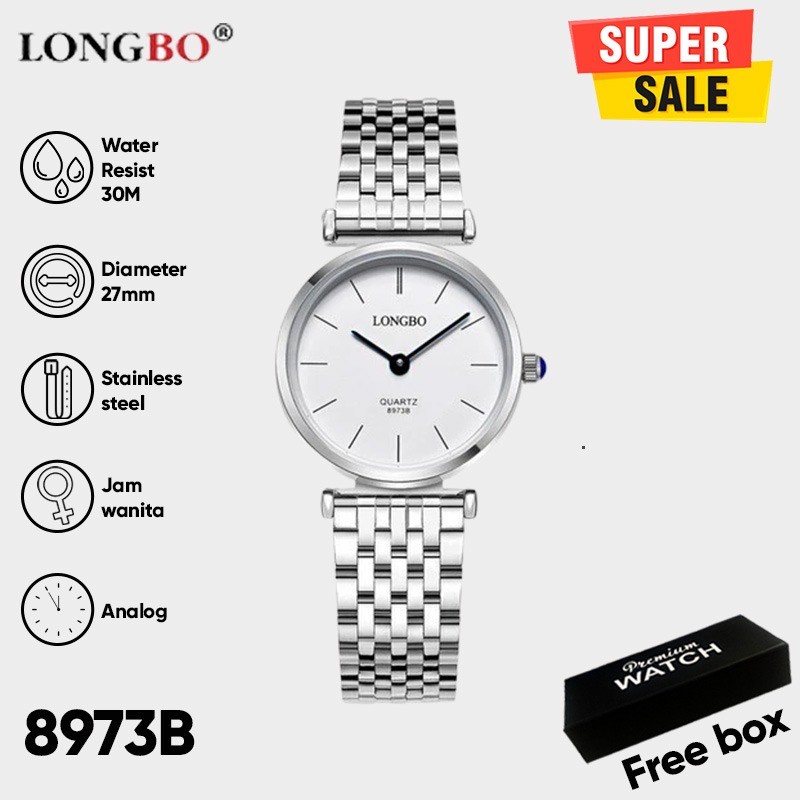 Longbo 8973B Jam Tangan Wanita Casual Bisnis Analog Quartz Stainless