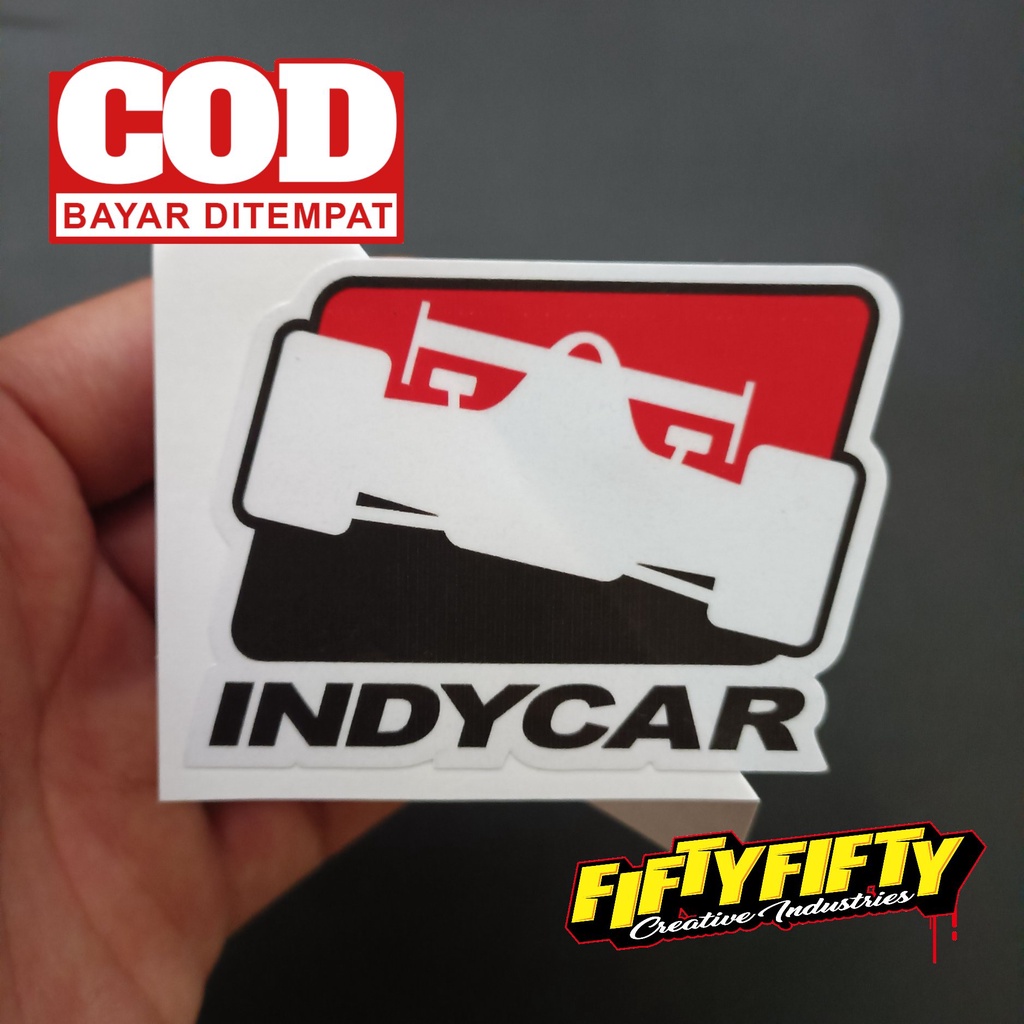 Stiker Print Cut INDYCAR Stiker Printing Laminasi Glossy Stiker Motor Mobil Helm Sudah Membentuk Pola Desain