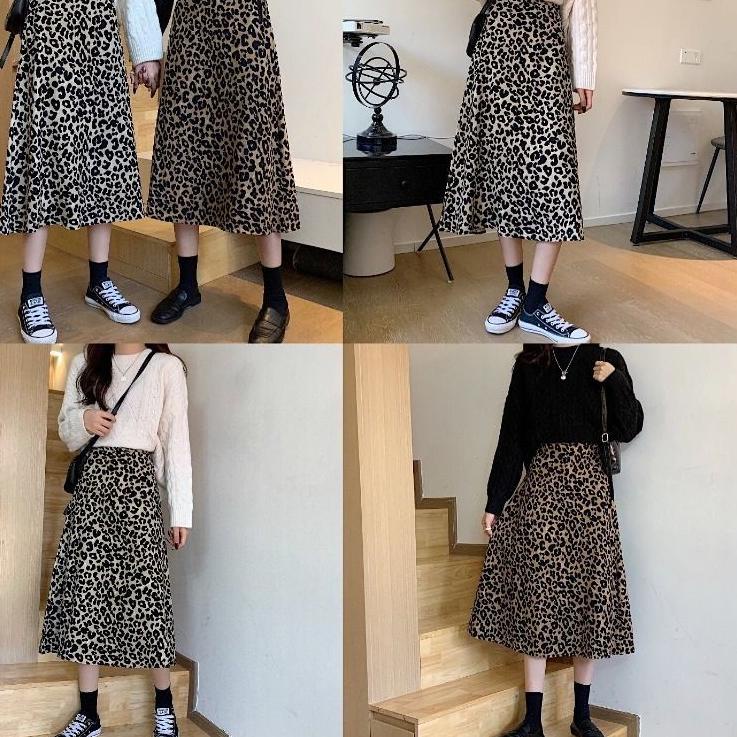 ➼ Rok Macan Leopard Panjang / Rok A-line Bahan Woolpeach kualitas ok / Rok leopard panjang / flare s