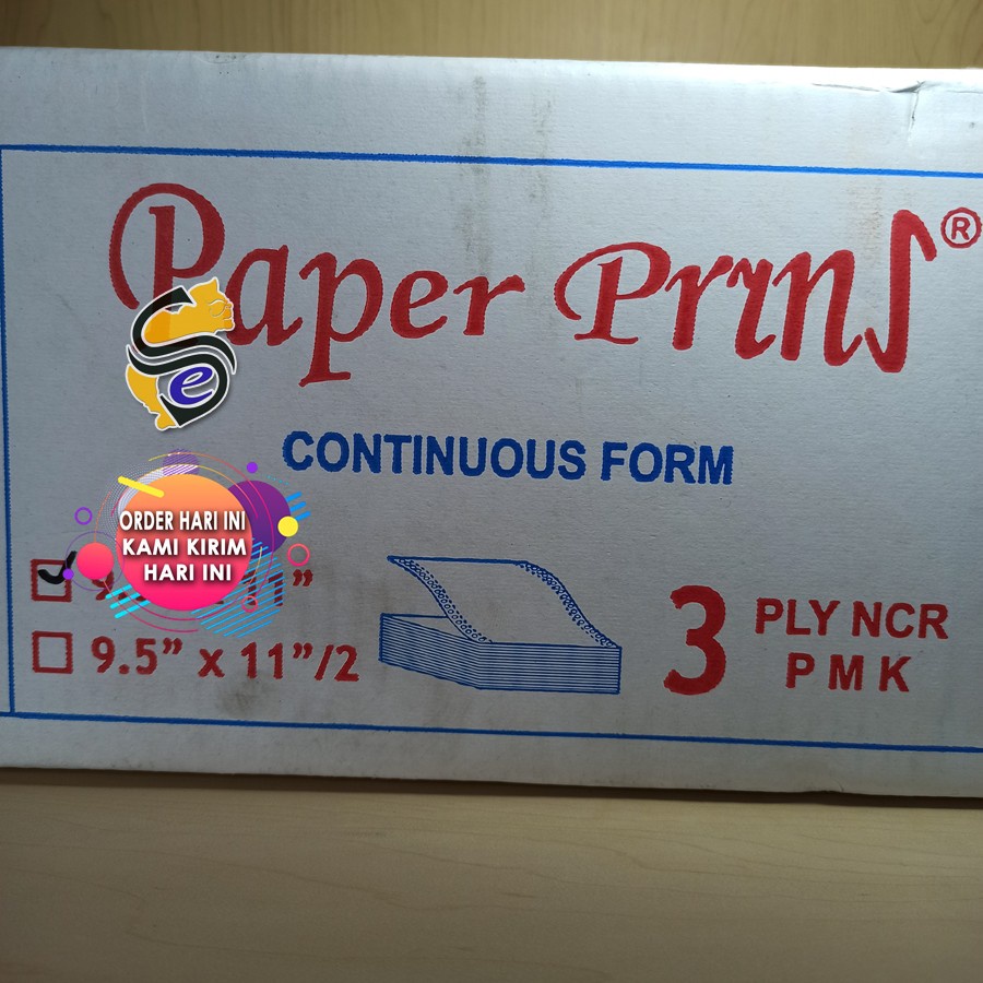 

Kertas Continuous Form 9 1/2 x 11 3 PLY Full Merk Paper Prins 1 Box