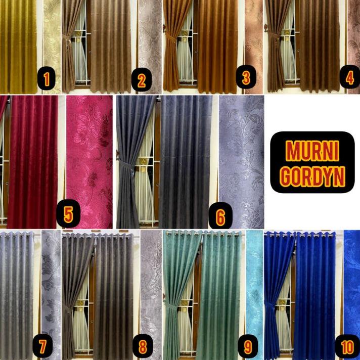 ☆ Gorden hordeng Embos blackout polos motif bunga timbul ➮