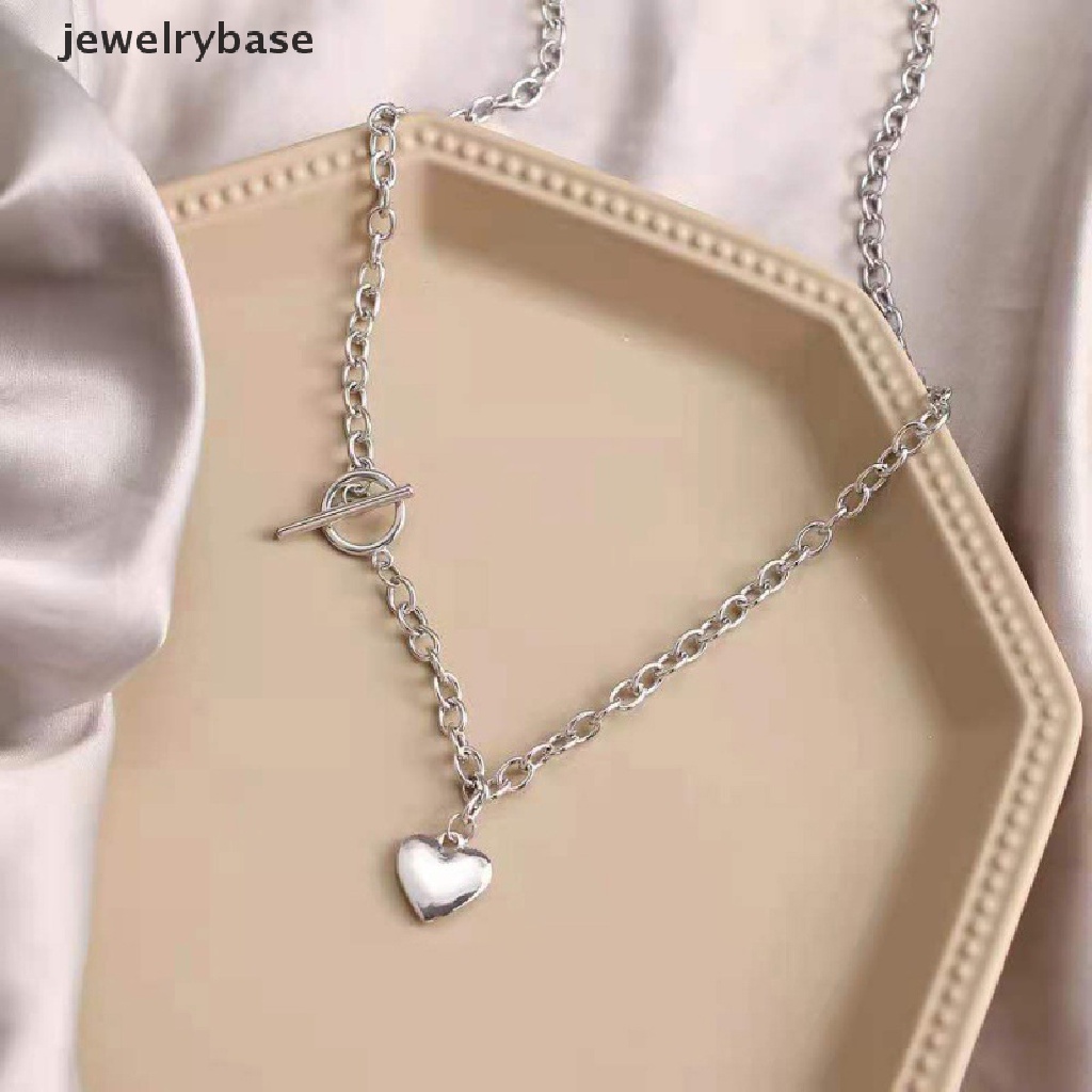 [jewelrybase] Desain Baru Fashion Hati Tergantung Untuk Wanita Pesona Rantai Kalung choker Baja Titanium hip hop Kalung Butik