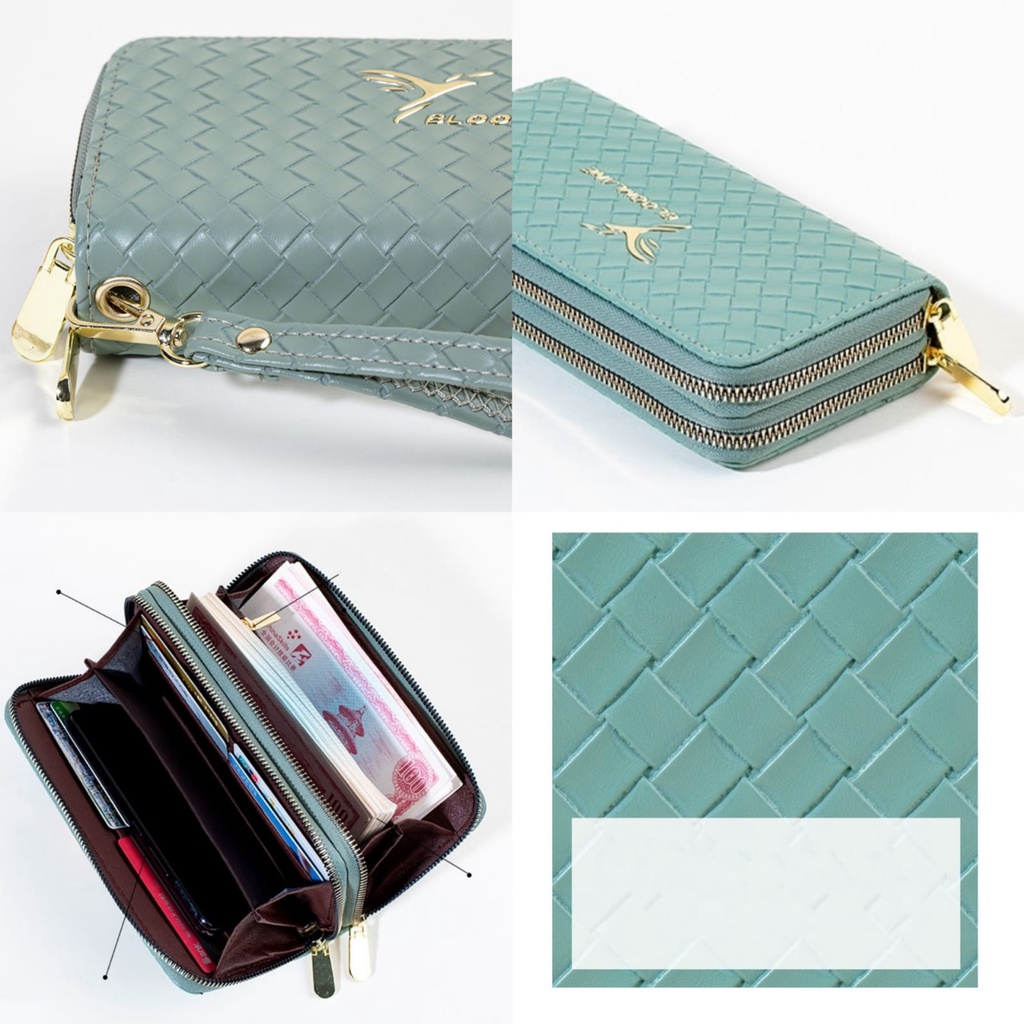 DOMPET PANJANG WANITA MUAT HP 2 RESLETING SLOT KARTU UANG KOIN BRANDED PREMIUM KOREA KULIT ANYAMAN TOSCA ASPEN WA648T5 IMPORT CEWEK FASHION MURAH BATAM SIMPLE REMAJA KEKINIAN