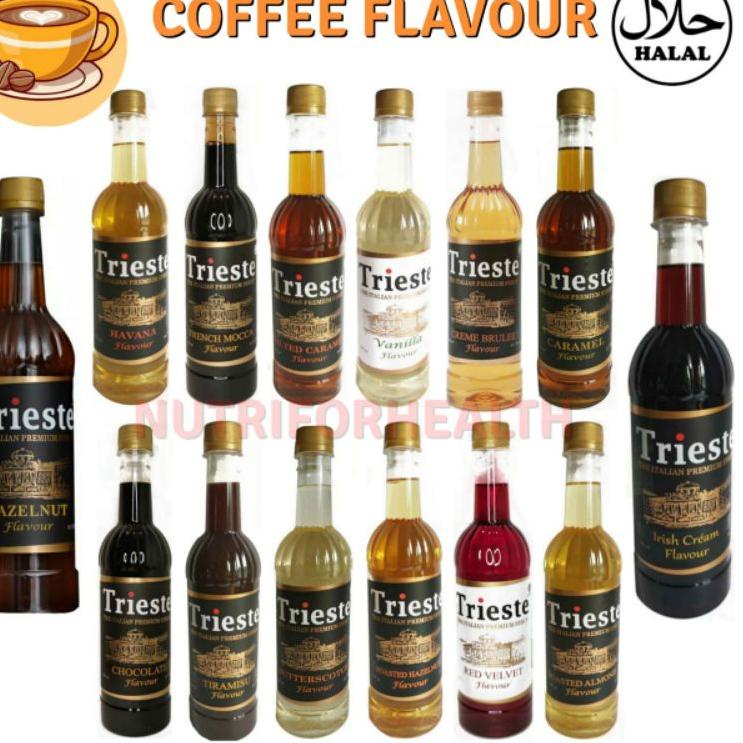 

➥ (650ml) Trieste Syrup HALAL Caramel Creme Brulee Hazelnut Almond Red Velvet Butterscoth Mocca Coklat ➾