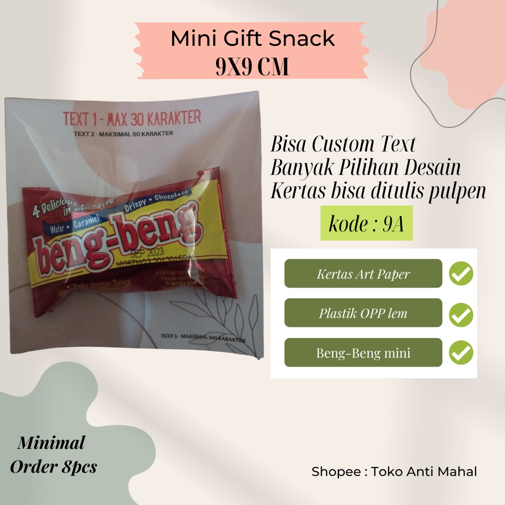

[9x9 cm] [Custom Text] Mini Gift Snack | Hadiah Kecil | Mini Gift | Snack Ulang Tahun